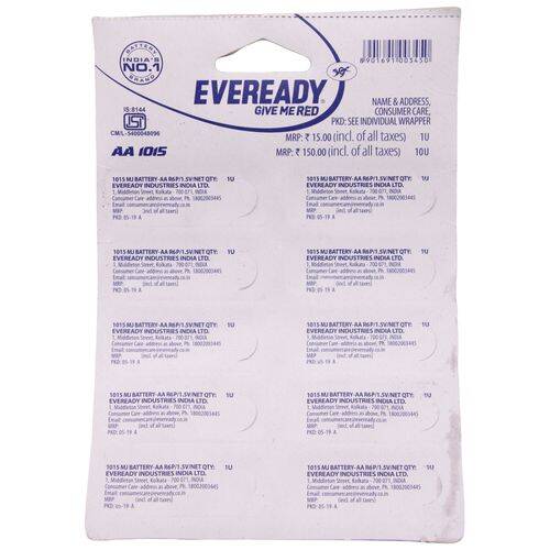 Eveready Battery - Carbon Zinc, AA, 1005 Gold, 10 pcs