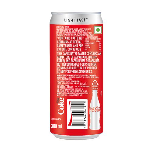 Coca Cola Diet Coke Soft Drink-Low -Calorie 300 ml Can