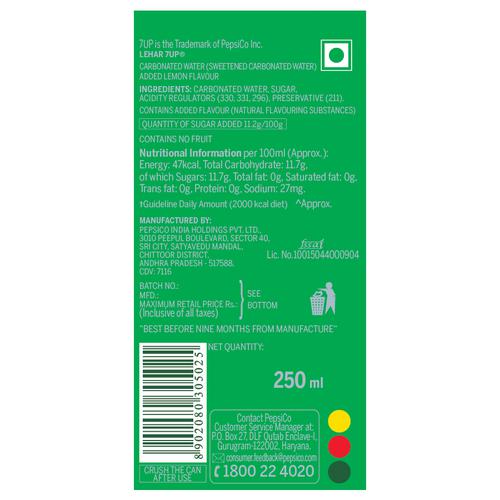  7 Up Soft Drink - Lemon , 250 ml Can