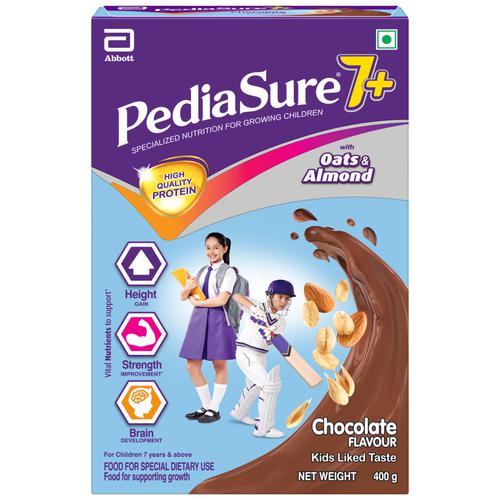 Ingredients Skim Milk Powder, Maltodextrin, Sucrose, Cocoa Powder, Fructooligosaccharides (FOS) (3.6%), Artificial Flavour, Caramel Powder, Minerals, Oats Powder (1.0%), Almond Powder (1.0%), Vitamins