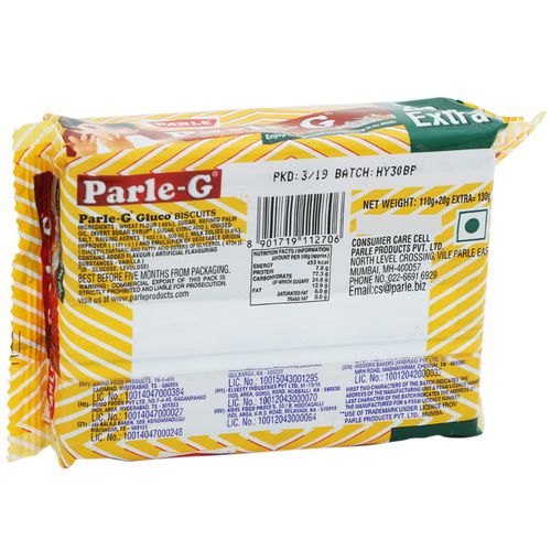 Parle Gluco Biscuits - Parle-G, 130 g Pouch