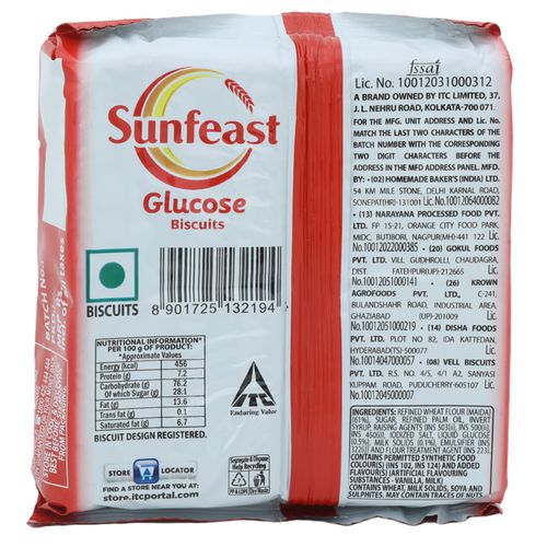 Sunfeast Glucose Biscuits, 128 g Pouch