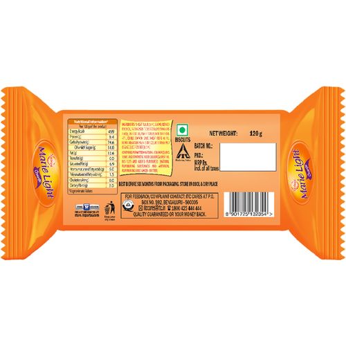 Sunfeast Marie Light Biscuit - Orange, 120 g Pouch