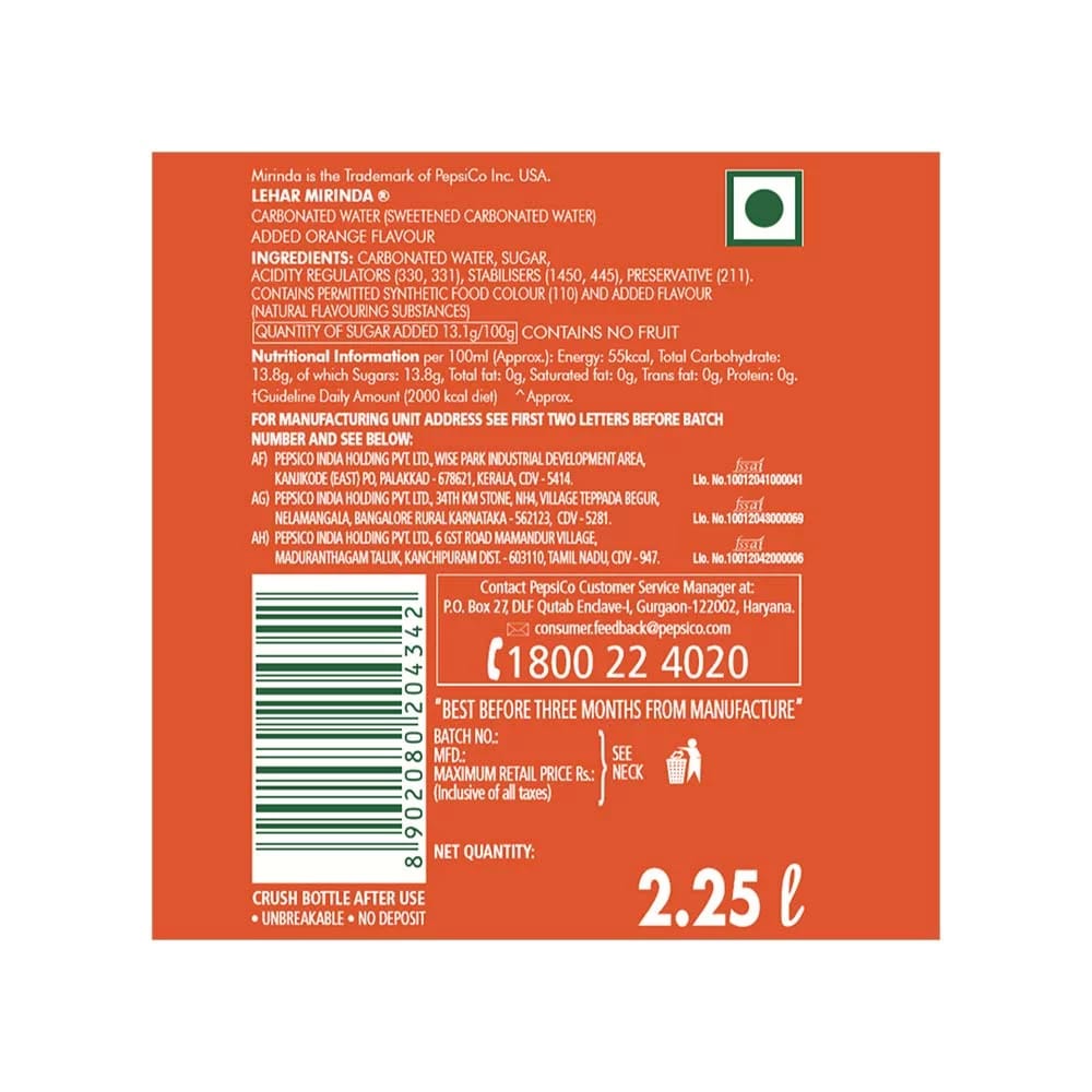 Mirinda Soft Drink , 2.25 L