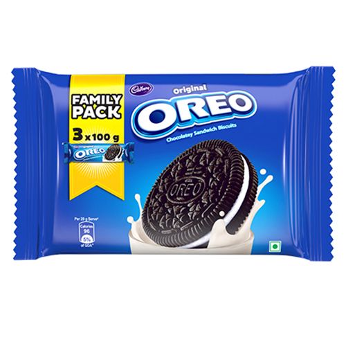 Cadbury Oreo Creme Biscuit, Vanilla, Family Pack, 300 g Pack of 3