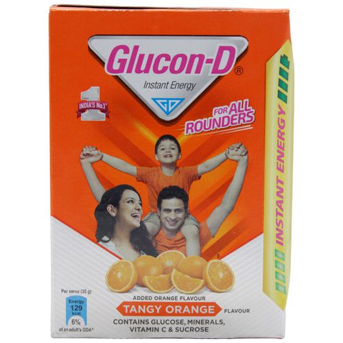 Glucon-D Glucose Based Beverage Mix - Orange, 200 g Carton