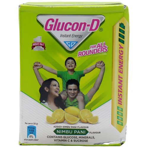 Glucon-D Glucose Based Beverage Mix - Nimbu Pani, 200 g Carton