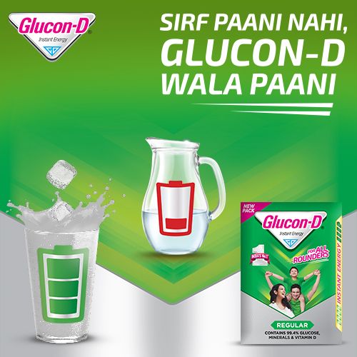 Glucon-D Beverage Mix - Glucose Based, 200 g Pouch