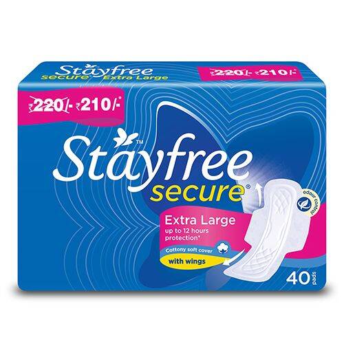 STAYFREE Secure - Cottony X-Large Sanitary Napkins, 40 Pads
