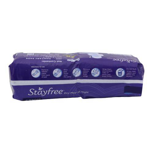 STAYFREE Sanitary Pads - Dry-Max All Night Ultra-Thin Xl, with Wings, 28 Pads