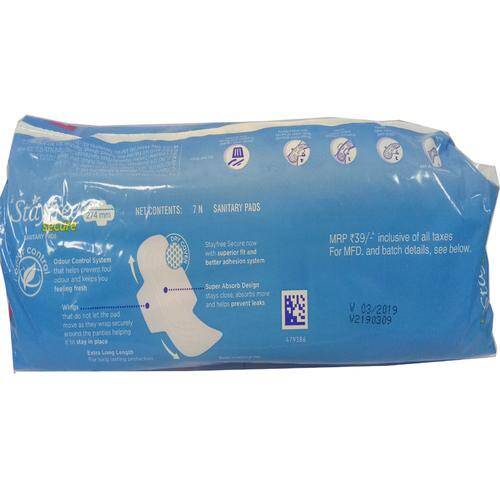 STAYFREE Sanitary Pads - Secure Xl Dry Cover, with Wings, 7 Pads