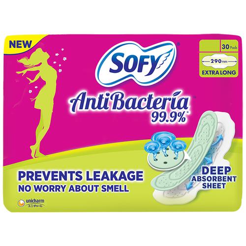 Sofy Bodyfit Antibacteria Pads - Extra Long, 30 pcs Pouch
