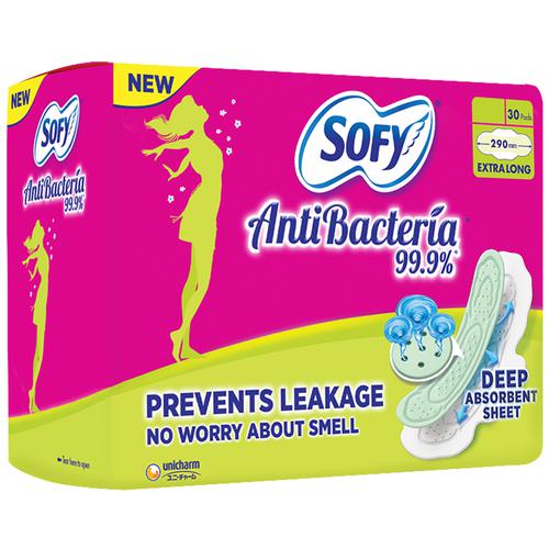 Sofy Bodyfit Antibacteria Pads - Extra Long, 30 pcs Pouch