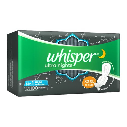 Whisper Sanitary Pads - XXXL Wings, Ultra Nights, 10 pcs