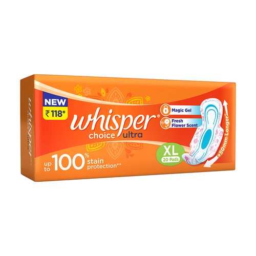 Whisper Sanitary Pads - Choice Ultra Wings Extra Large, 20 pcs