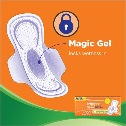 Whisper Sanitary Pads - Choice Ultra Wings Extra Large, 20 pcs