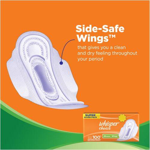 Whisper Sanitary Pads - Choice Wings Regular, 20 pcs