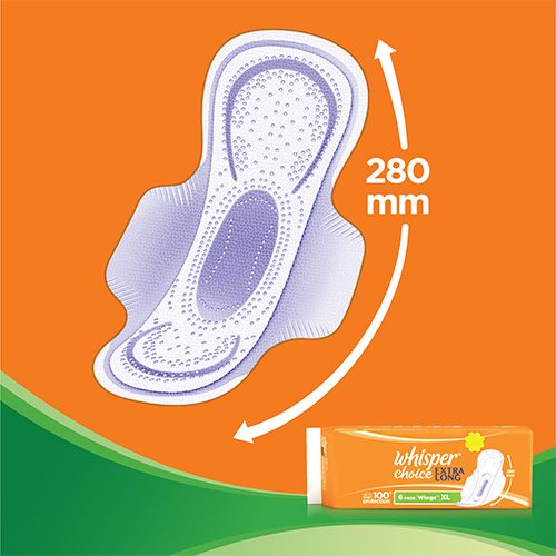 Whisper Choice Sanitary Napkins - Xl, Ultra with Wings, 6 pcs