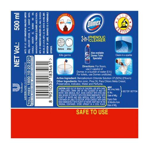 Domex 2-In-1 Phenolic Floor Cleaner, 500 ml