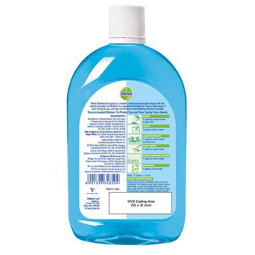 Dettol Disinfectant Cleaner Multi-Purpose Liquid - Menthol Cool, 200 ml