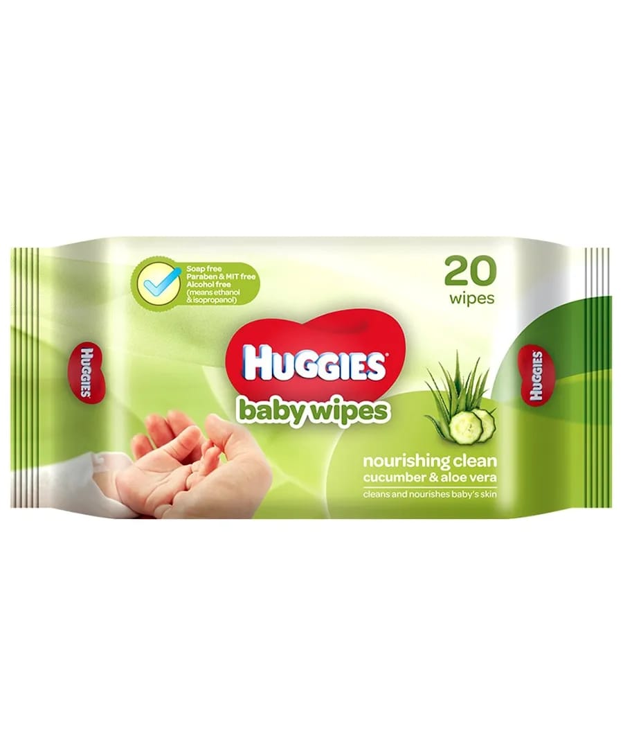 Huggies Baby Wipes - Cucumber & Aloe, 20 Pcs