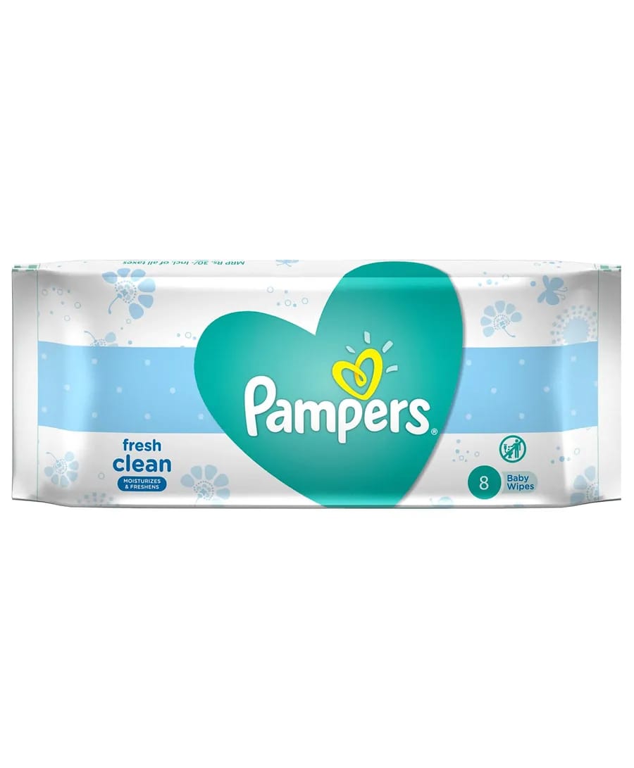 Pampers Fresh Clean Baby Wipes - 8 Pcs