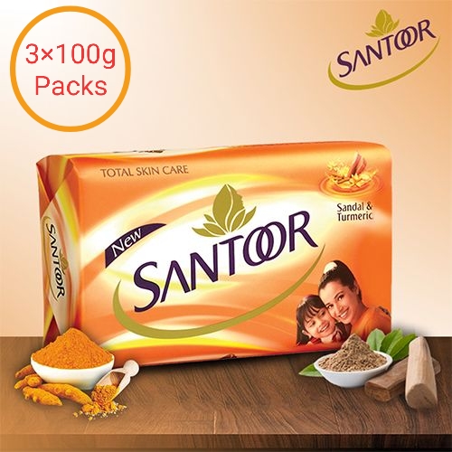 Santoor Sandal & Turmeric Soap, 3x100 g (Multipack)