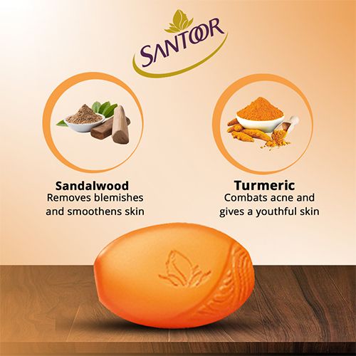 Santoor Bathing Soap - Sandal & Turmeric, 2x100 g Multipack