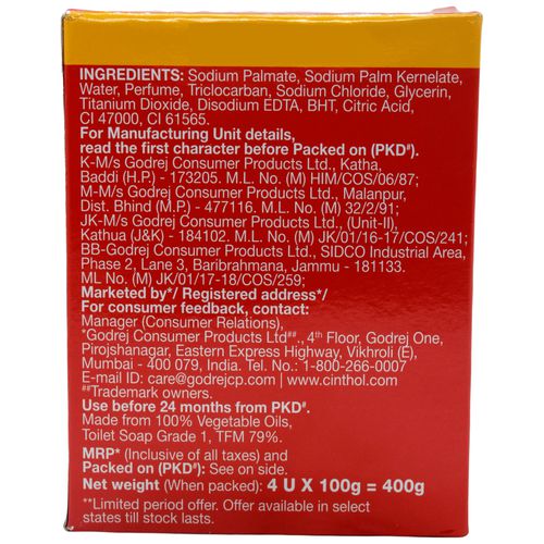 Cinthol Original Bath Soap, 100 g (Pack of 4)