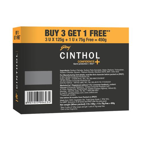 Cinthol Confidence+ Bath Soap, 125 g (Buy 3 Get 75 g Free)