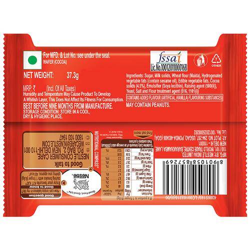 Nestle Kitkat 4 Finger Chocolate Covered Wafer Bar, 37.3 g Pouch