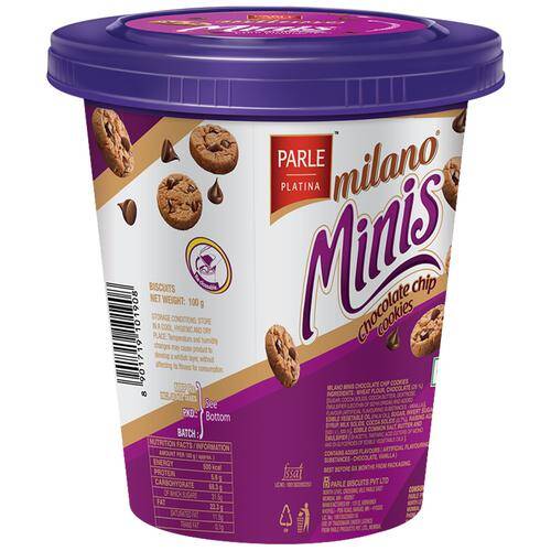 Parle Milano Minis Chocolate Chip Cookies, 100 g