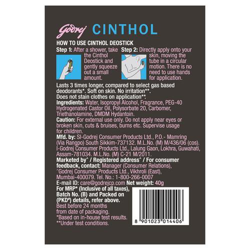 Cinthol Energy - Deostick For Men, Cream Based Deodorant, 40 g