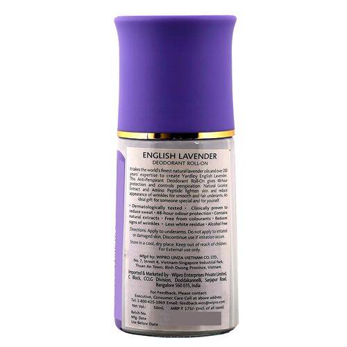 Yardley London English Lavender Deodorant Roll On Antiperspirant - For Women, 50 ml