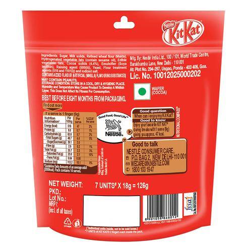 Kitkat Share Bag - Chocolate Covered Wafer, 18 g (Pack of 7)