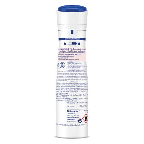 Nivea Whitening Talc Touch Deodorant, 150 ml