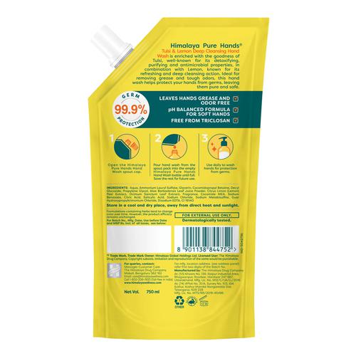 Himalaya Pure Hands Deep Cleansing Hand Wash - Tulsi & Lemon, 750 ml Refill Pack