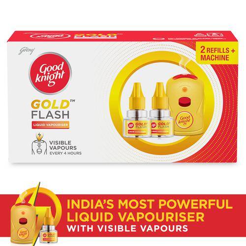Good knight Gold Flash - Mosquito Repellent Combo Machine & Refill, 72 g (Machine + 2 Refills)