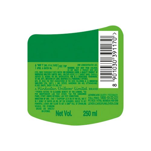 Vim Dishwash Liquid - Lime, 250 ml