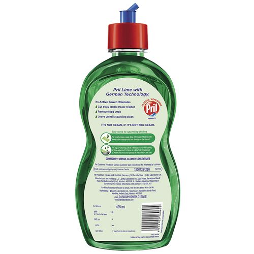 Pril Dishwash Liquid - Active 2X Lime, 425 ml