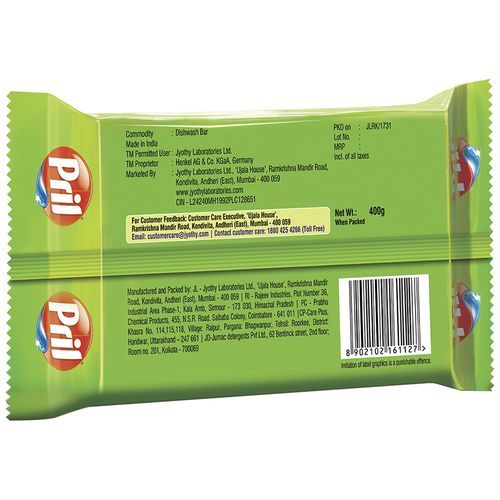 Pril Dishwash Bar - Lime & Vinegar, 400 g Pack
