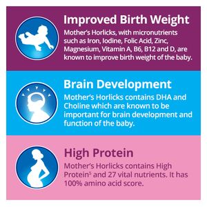 Horlicks Mother's Health & Nutrition Drink - Vanilla Flavour, No Added Sugar, 500 g Carton