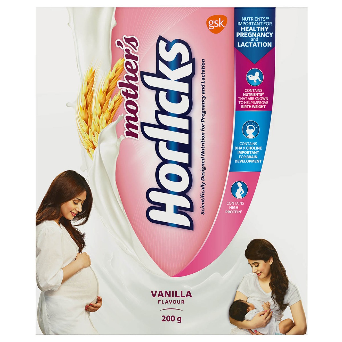 Horlicks Mother's Health & Nutrition Drink - Vanilla Flavour, No Added Sugar, 200 g Carton