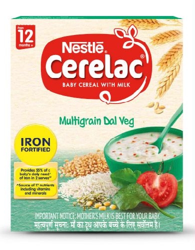 Nestle Cerelac Fortified Baby Cereal With Milk, Multigrain Dal Veg - From 12 Months, 300 g