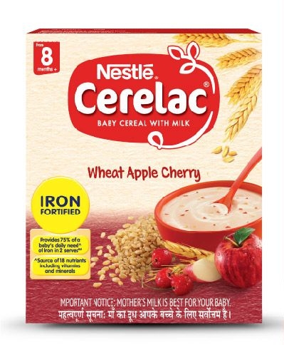 Nestle Cerelac Fortified Baby Cereal With Milk, Wheat Apple Cherry - From 8 Months, 300 g 