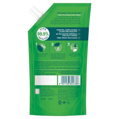 Himalaya Pure Hands Purifying Tulsi Hand Wash, 185 ml Refill Pack