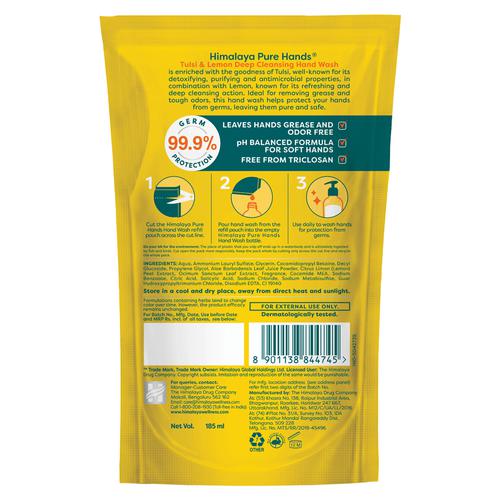 Himalaya Pure Hands Deep Cleansing Hand Wash - Tulsi & Lemon, 185 ml Refill Pack