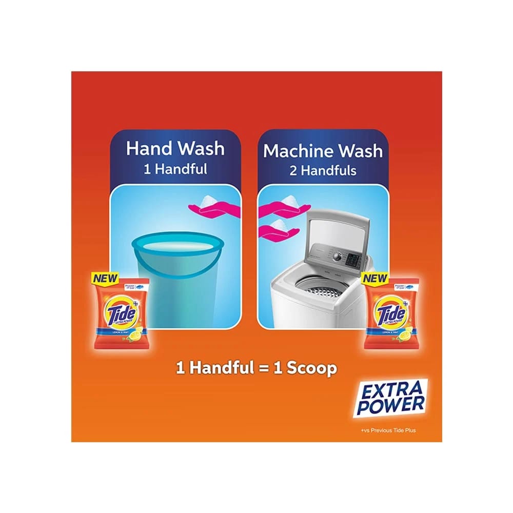 Tide Plus Detergent Washing Powder - Extra Powder Lemon & Mint, 2 Kg Pouch