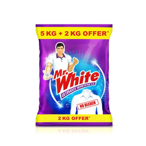 Mr. White Detergent Powder - 2X Active Power, 5 kg Get 2 kg Free