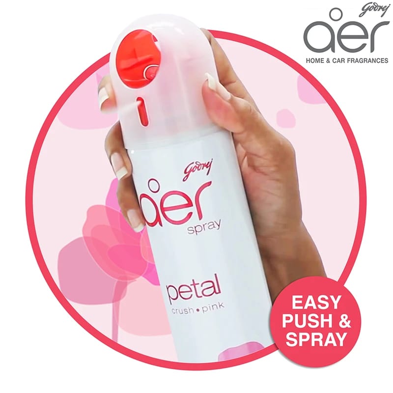Godrej aer spray, home & office air freshener petal crush pink 240ml